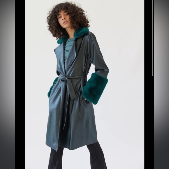 BLANKNYC Fur Trim Trench Coat - Picture 1 of 7